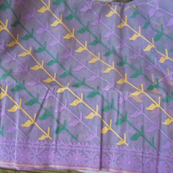 Dhakai Jamdani Saree, laveder Jamdani. half silk Jamdani saree - Picture 4 of 5